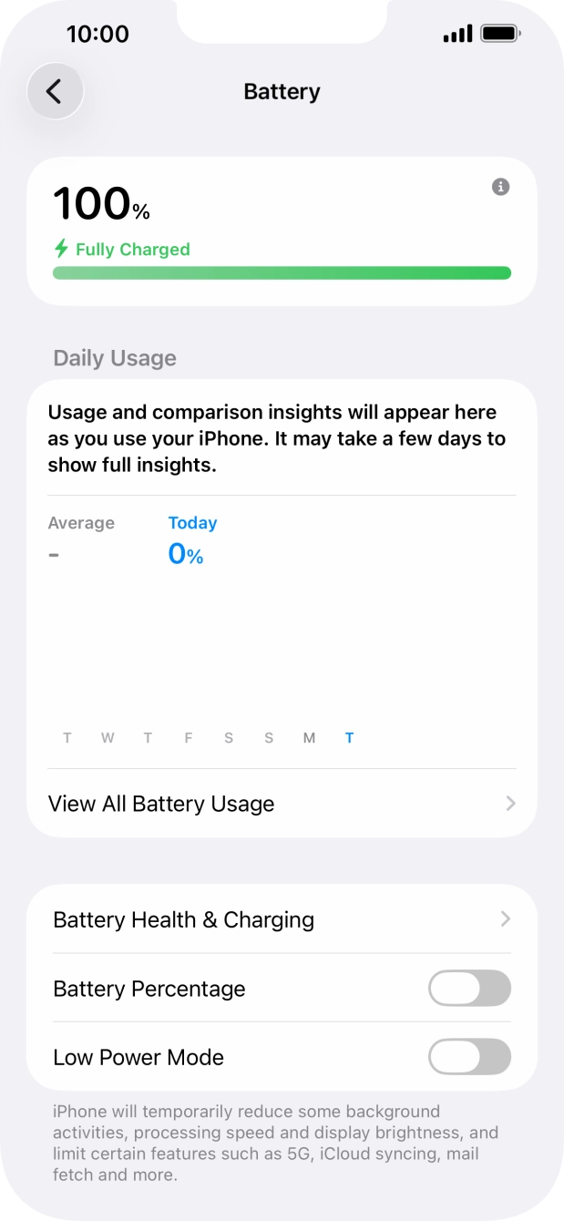 Press the indicator next to 'Low Power Mode' to turn on the function.