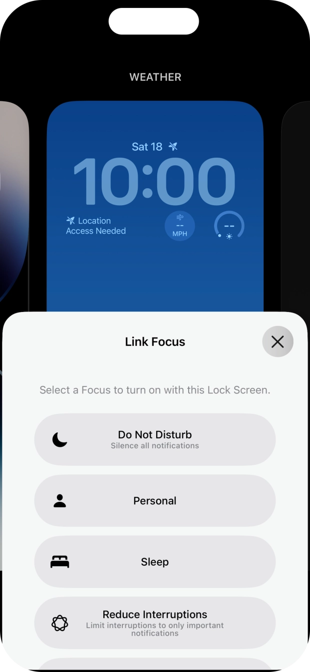 Press the required focus mode. Press the required focus mode.