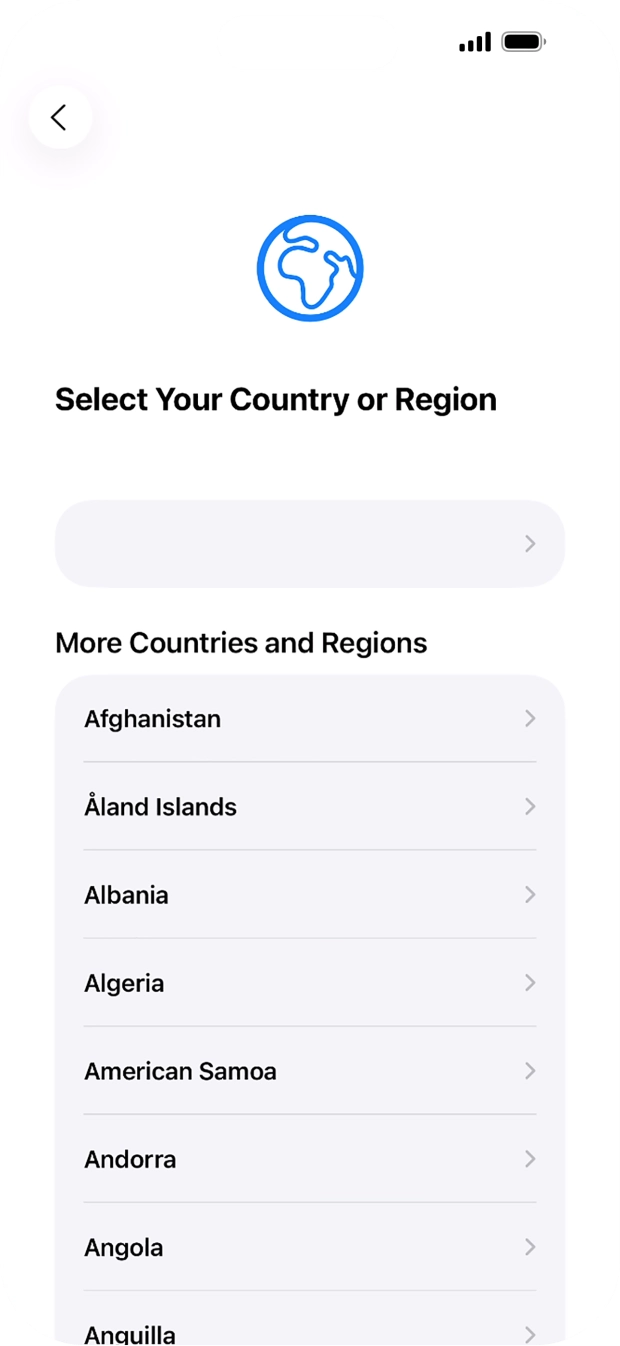 Press the required country or area.
