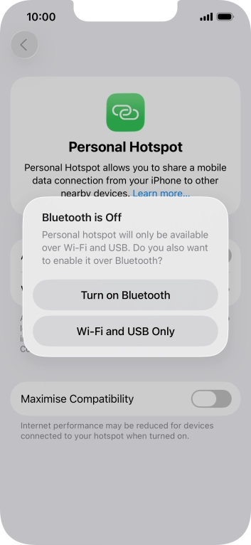 If WiFi is turned on, press Wi-Fi and USB Only.