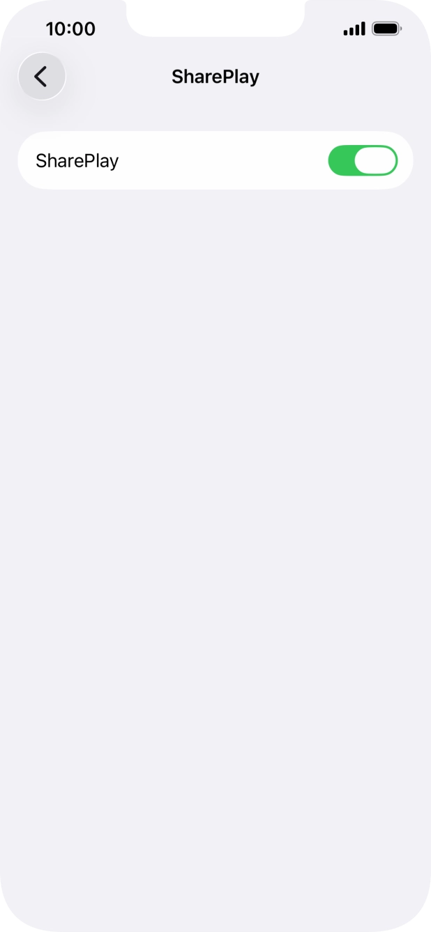 Press the indicator next to 'SharePlay' to turn the function on or off.