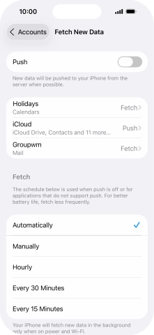 If you turn off the function, press the required setting.