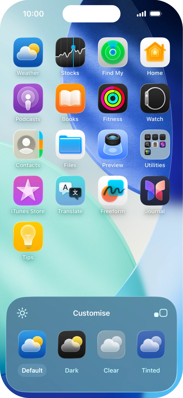 Press the required setting to select the size of app icons on the home screen.