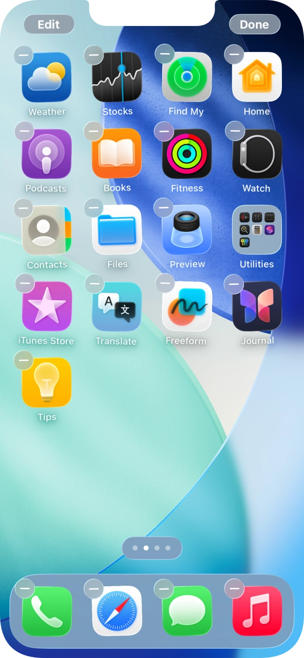Press the home screen page icon. Press the home screen page icon.