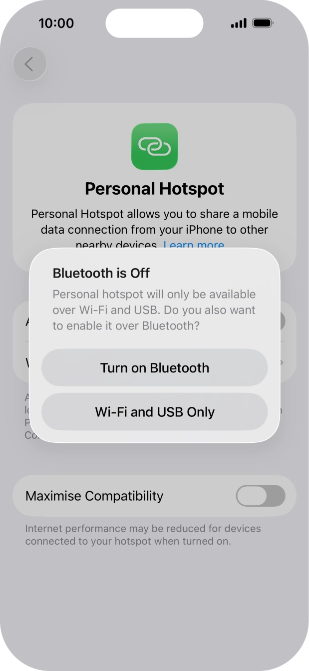 If WiFi is turned on, press Wi-Fi and USB Only.