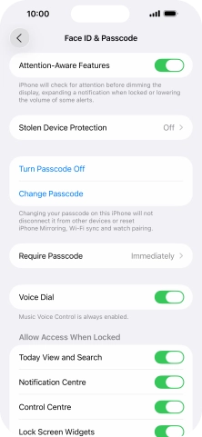 Press Turn Passcode Off and key in the lock code.