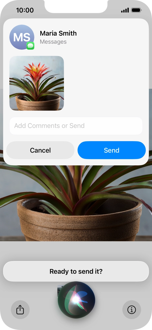 Ask Siri to share the screen content with your contacts. Ask Siri to share the screen content with your contacts.