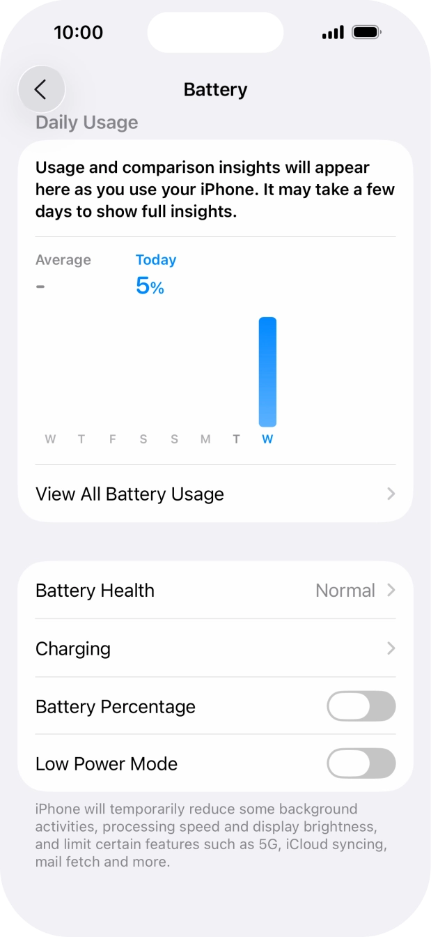 Press the indicator next to 'Low Power Mode' to turn on the function.