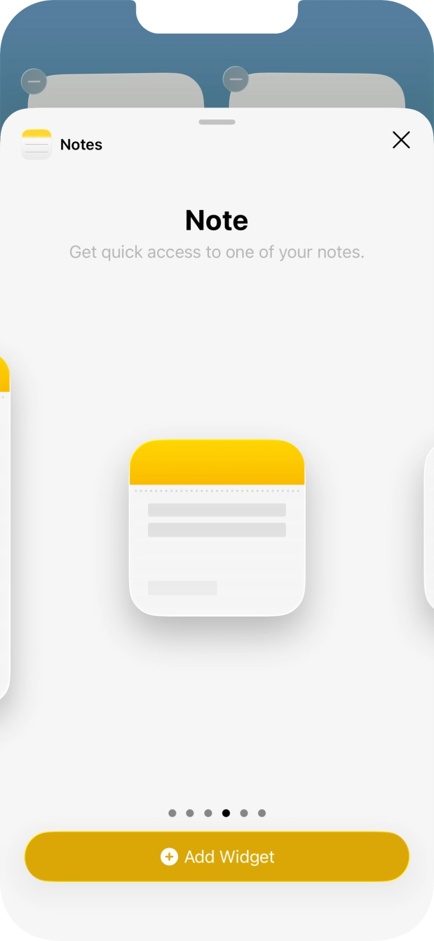 Slide your finger right or left on the screen to select the required widget size. Slide your finger right or left on the screen to select the required widget size.