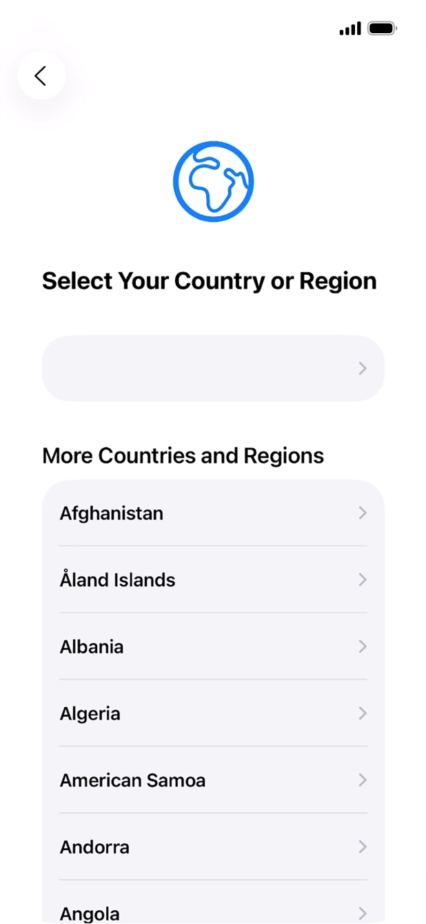 Press the required country or area.