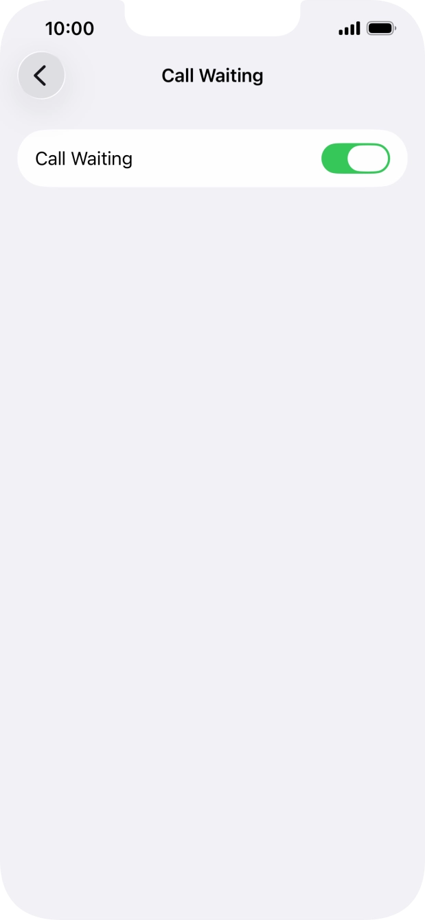 Press the indicator next to 'Call Waiting' to turn the function on or off.