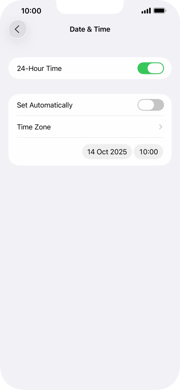 Press the indicator next to 'Set Automatically' to turn on the function.