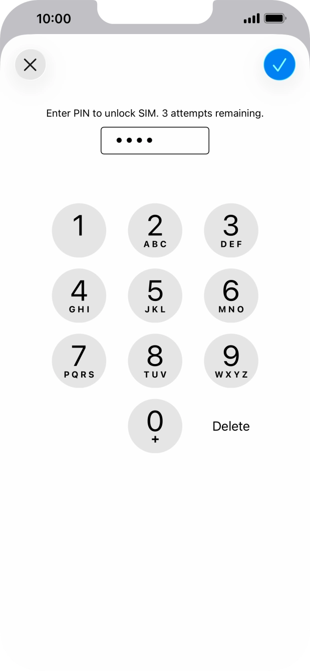 Key in your SIM PIN and press the confirm icon. The default SIM PIN is 0000.