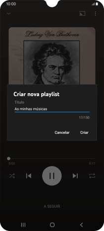 Introduza o nome pretendido para a lista de reprodução e prima Criar.