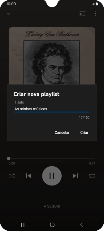 Introduza o nome pretendido para a lista de reprodução e prima Criar.
