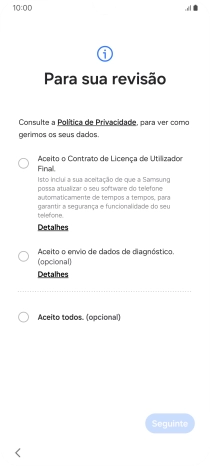 Prima o campo ao lado das definições pretendidas para as selecionar.