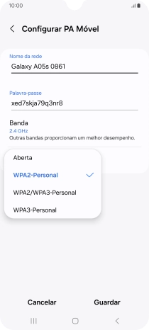 Prima WPA3-Personal para proteger o hotspot Wi-Fi com uma password.
