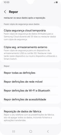 Prima Repor definições de rede móvel.