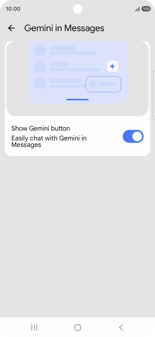 Press the indicator next to 'Show Gemini button' to turn on the function.