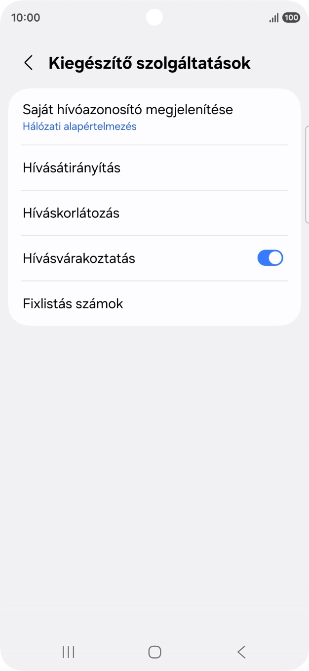 Kattints a „Hívásvárakoztatás” melletti csúszkára a funkció be- vagy kikapcsolásához.