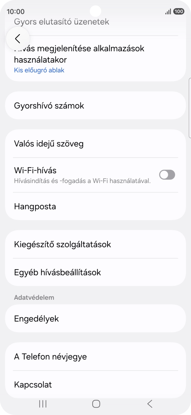 Válaszd a Kiegészítő szolgáltatások lehetőséget. Válaszd a Kiegészítő szolgáltatások lehetőséget.