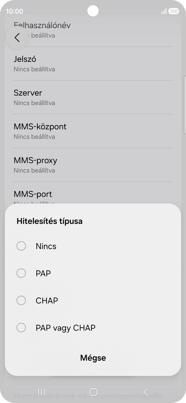 Válaszd a PAP lehetőséget.