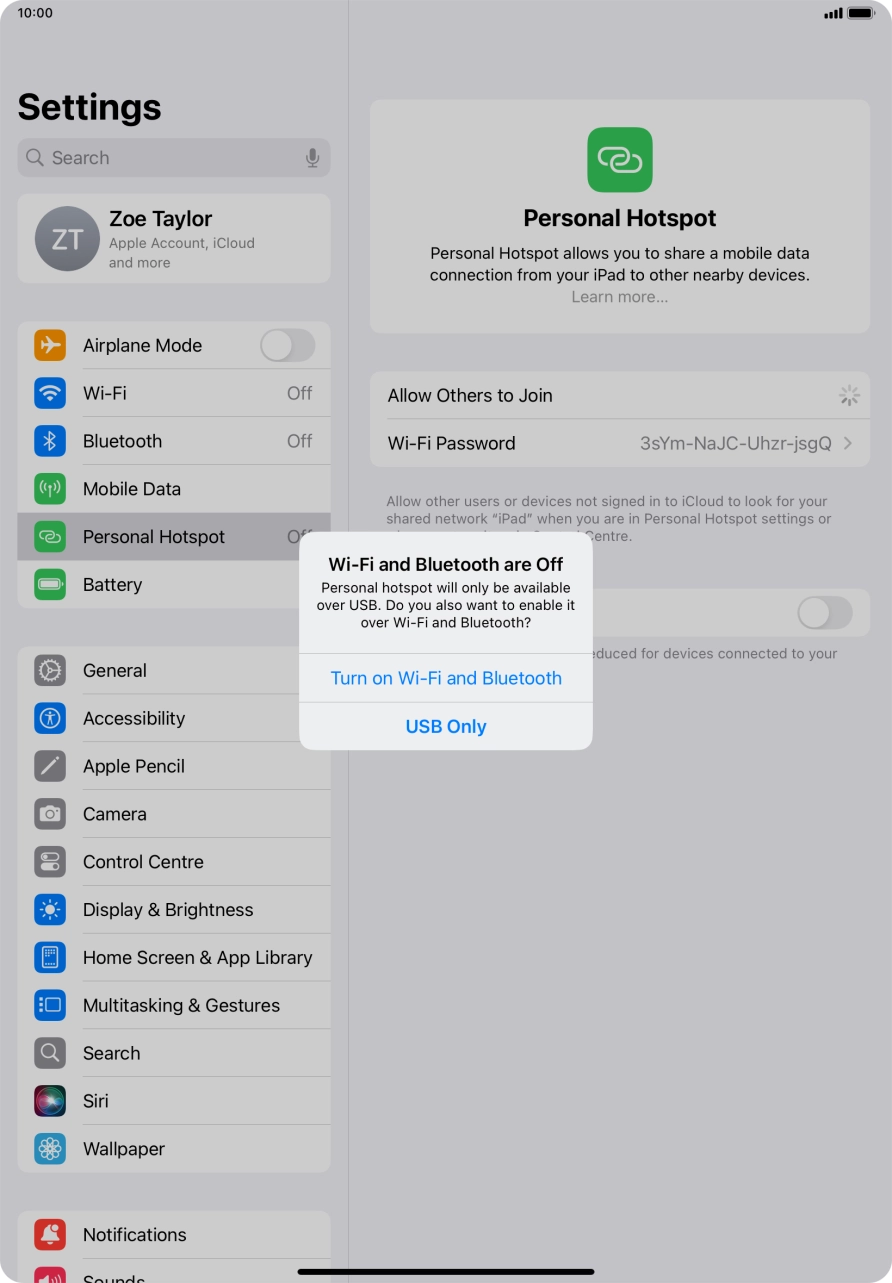 If WiFi is turned off, press Turn on Wi-Fi and Bluetooth.