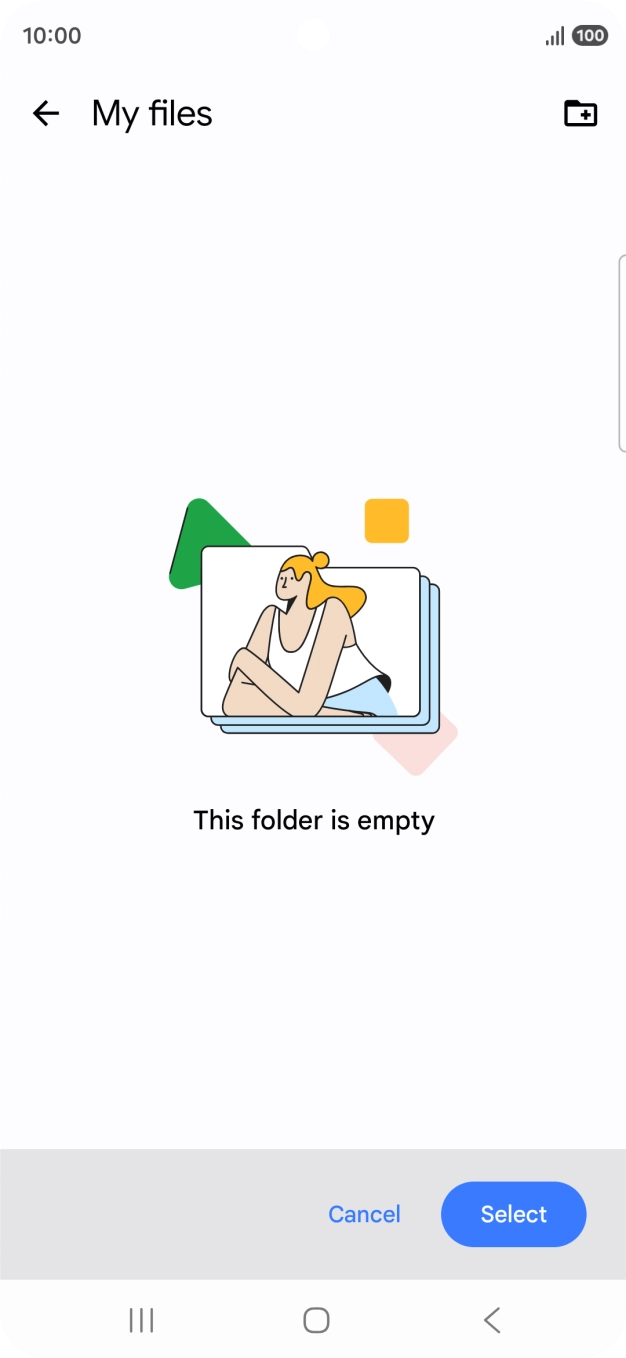 To create a new folder, press the new folder icon and follow the instructions on the screen to create a new folder.