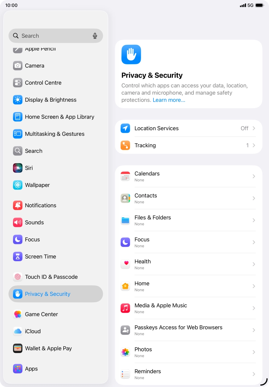 Press Location Services.