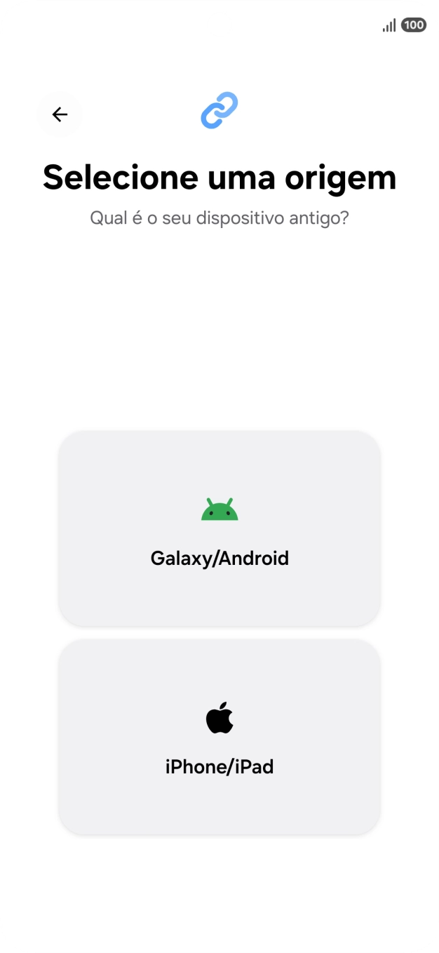Prima a definição pretendida e siga as indicações no ecrã para transferir conteúdo de outro telefone.