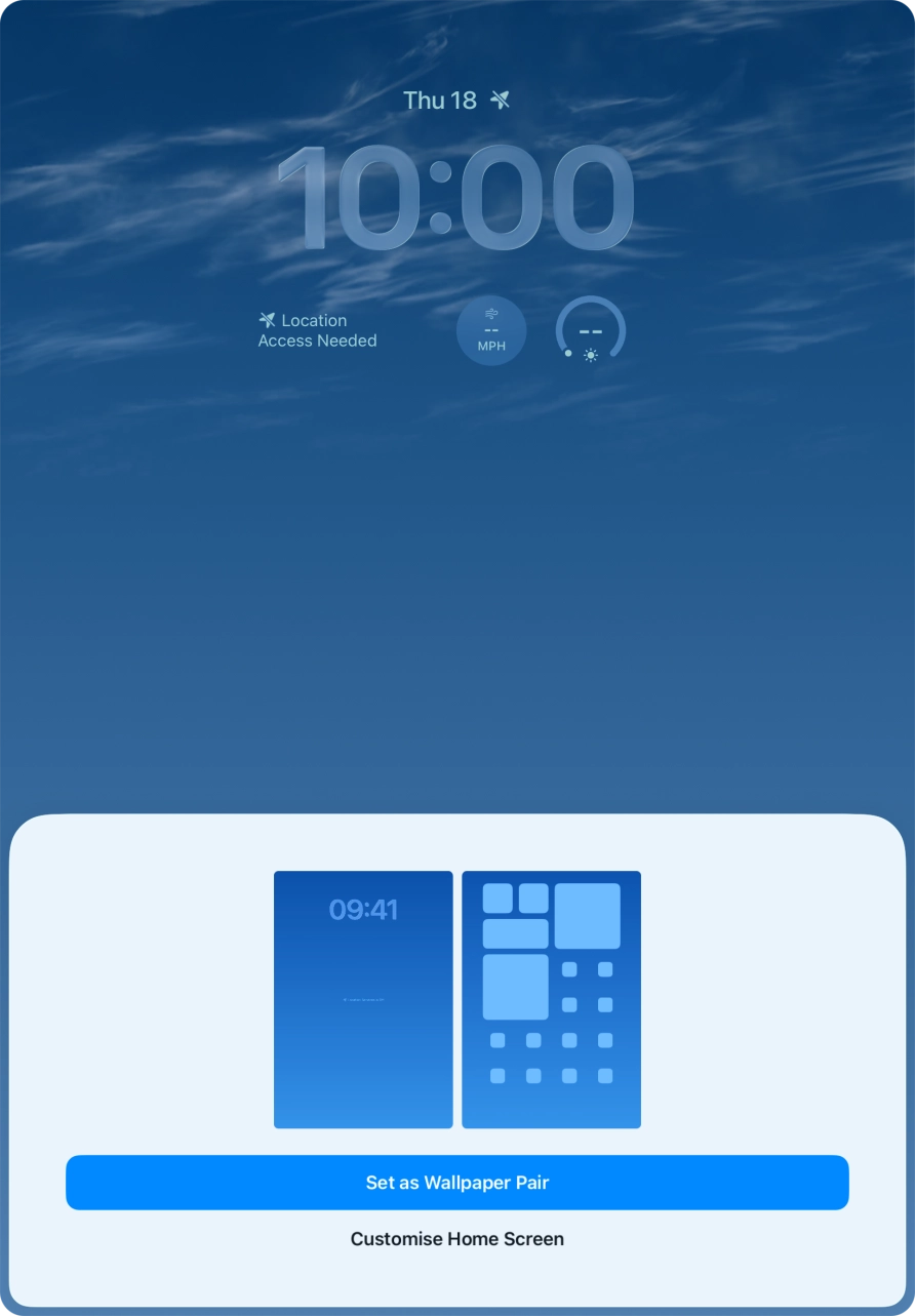 To use the same colour theme on the home screen, press Set as Wallpaper Pair.