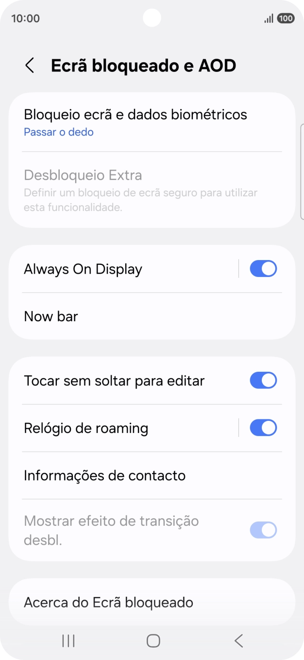 Prima Bloqueio ecrã e dados biométricos.
