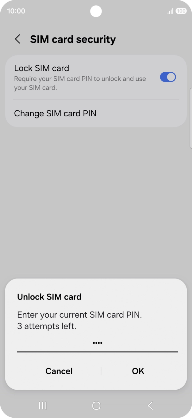 Key in your SIM PIN and press OK. The default SIM PIN is 0000.
