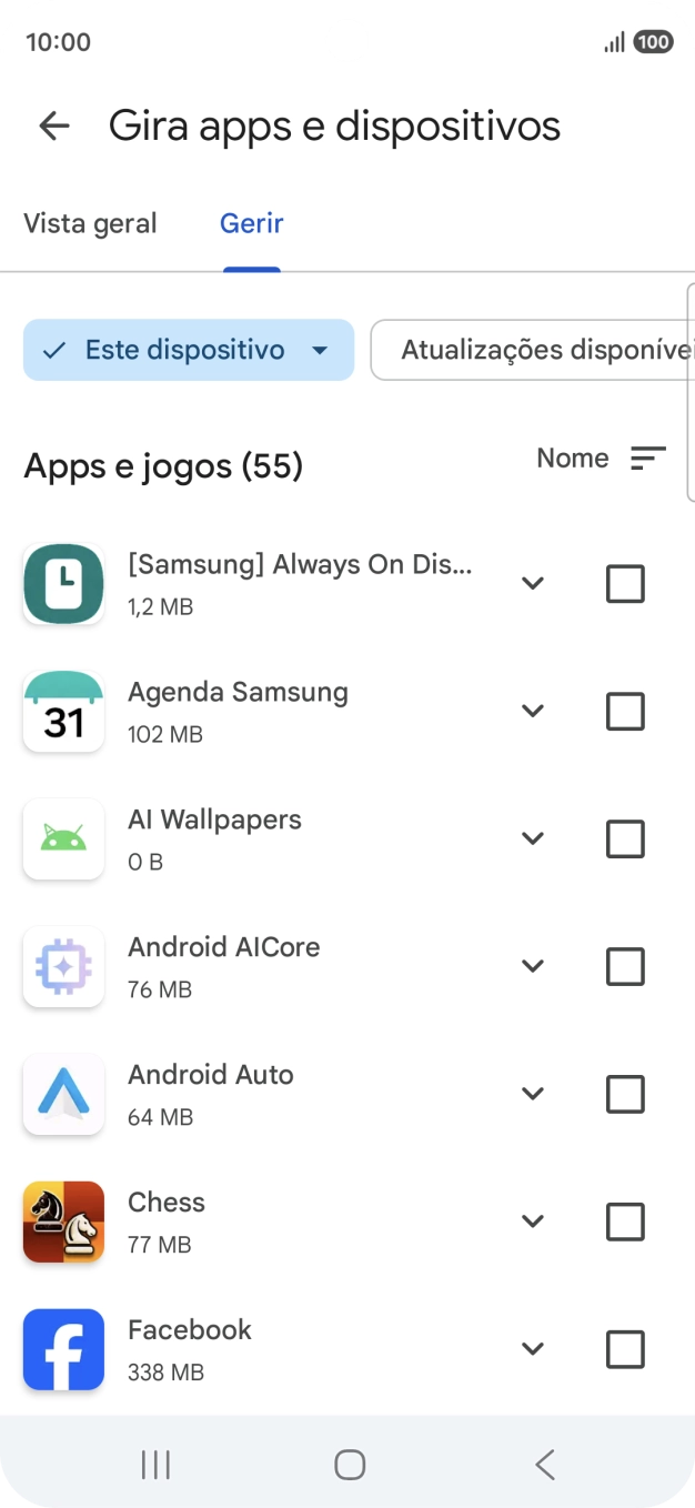 Prima a app pretendida.