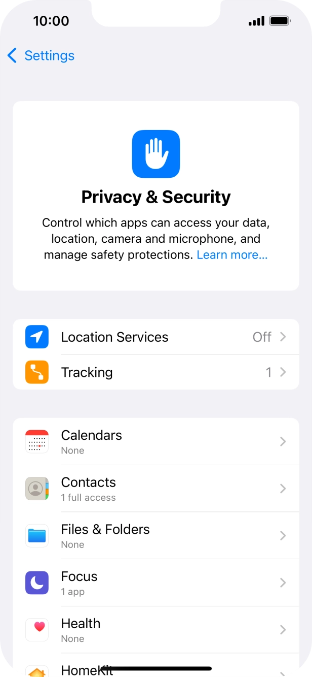 Press Location Services.