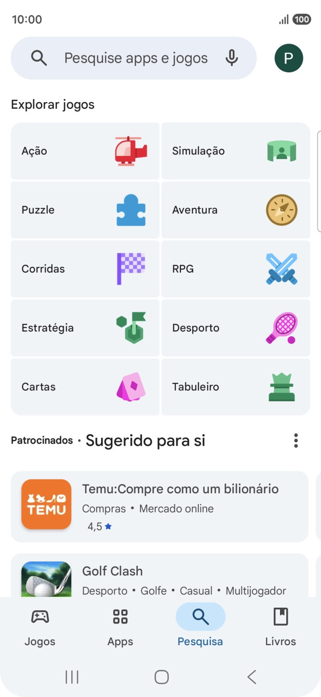 Prima a caixa de pesquisa.