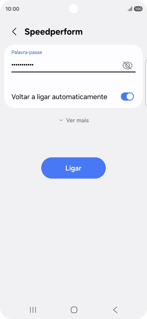 Introduza a password da rede Wi-Fi e prima Ligar.
