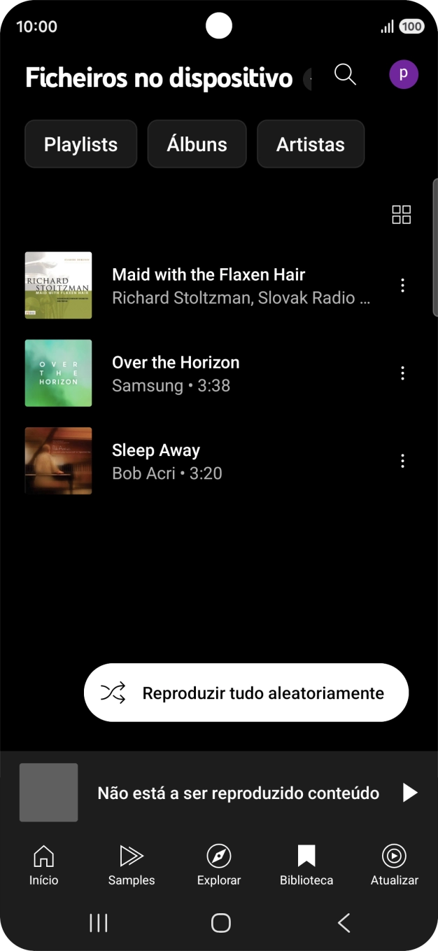 Prima o ficheiro de música pretendido.