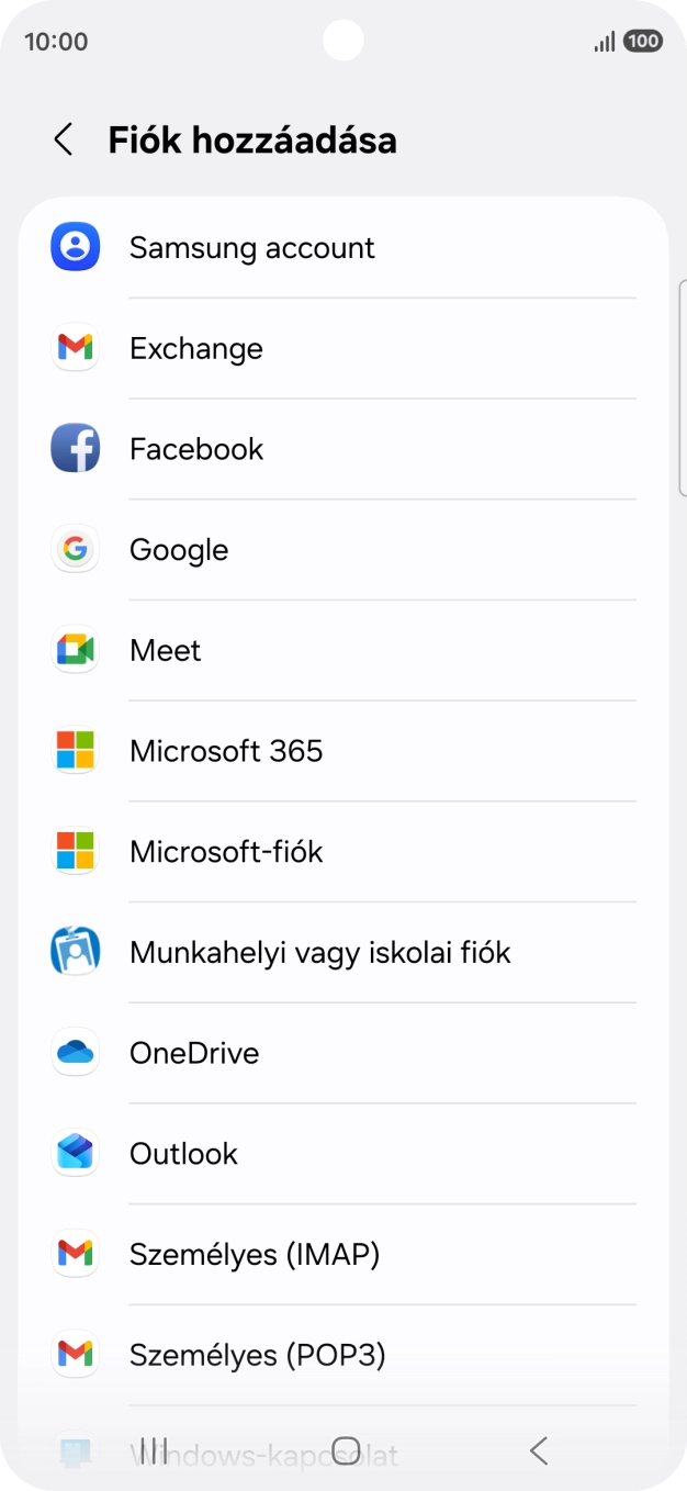 Válaszd a Google lehetőséget.
