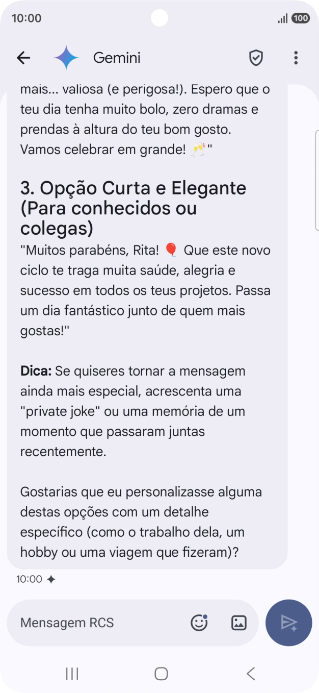 As sugestões de texto da Gemini são agora mostradas no ecrã.