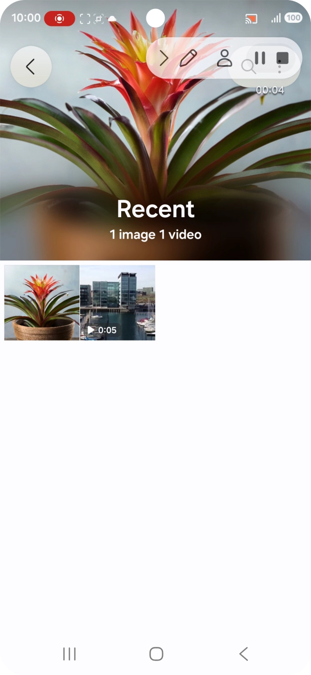 Press the stop icon to stop the recording.