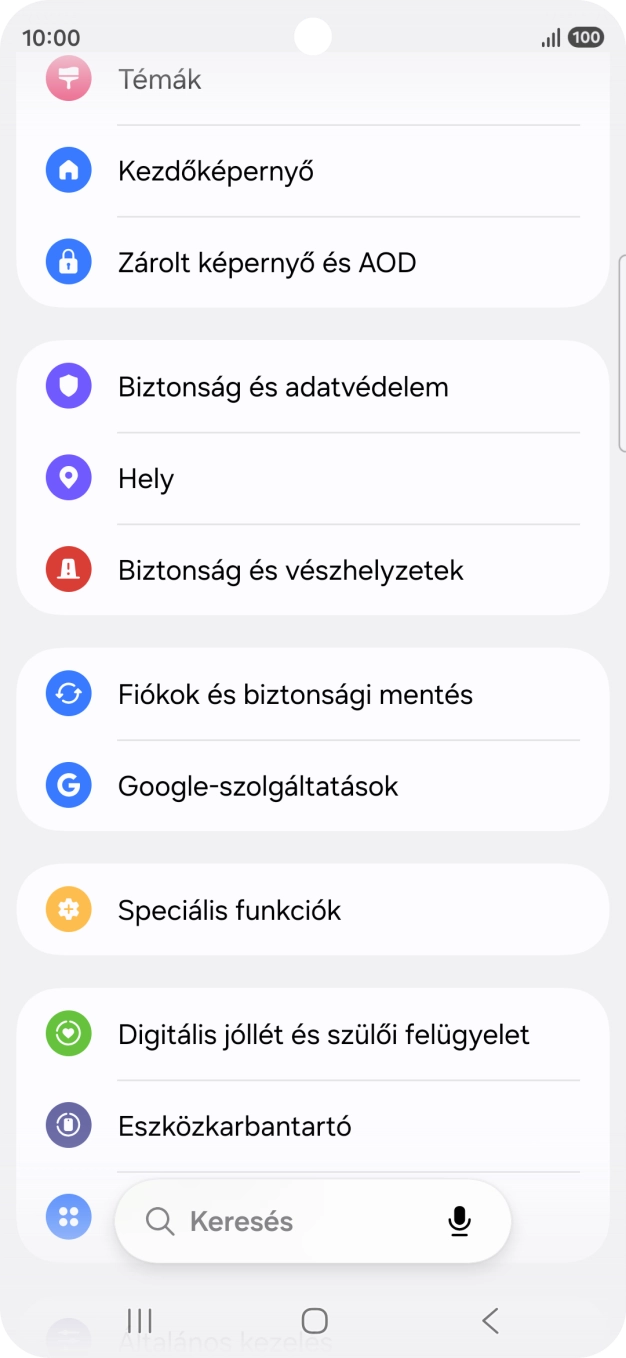 Válaszd a Biztonság és adatvédelem lehetőséget.
