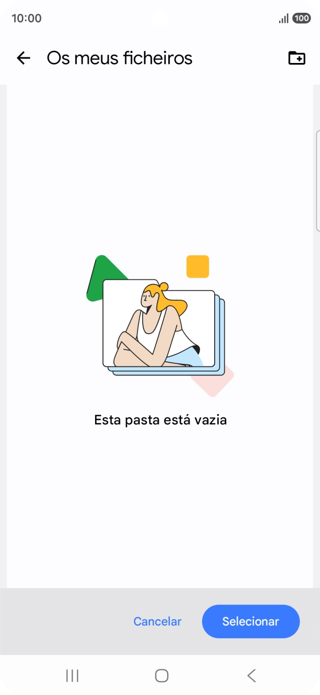Se quiser criar uma nova pasta, prima o ícone de nova pasta e siga as indicações no ecrã para criar uma nova pasta.