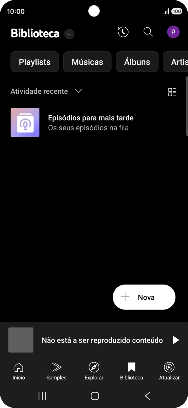 Prima a lista suspensa.