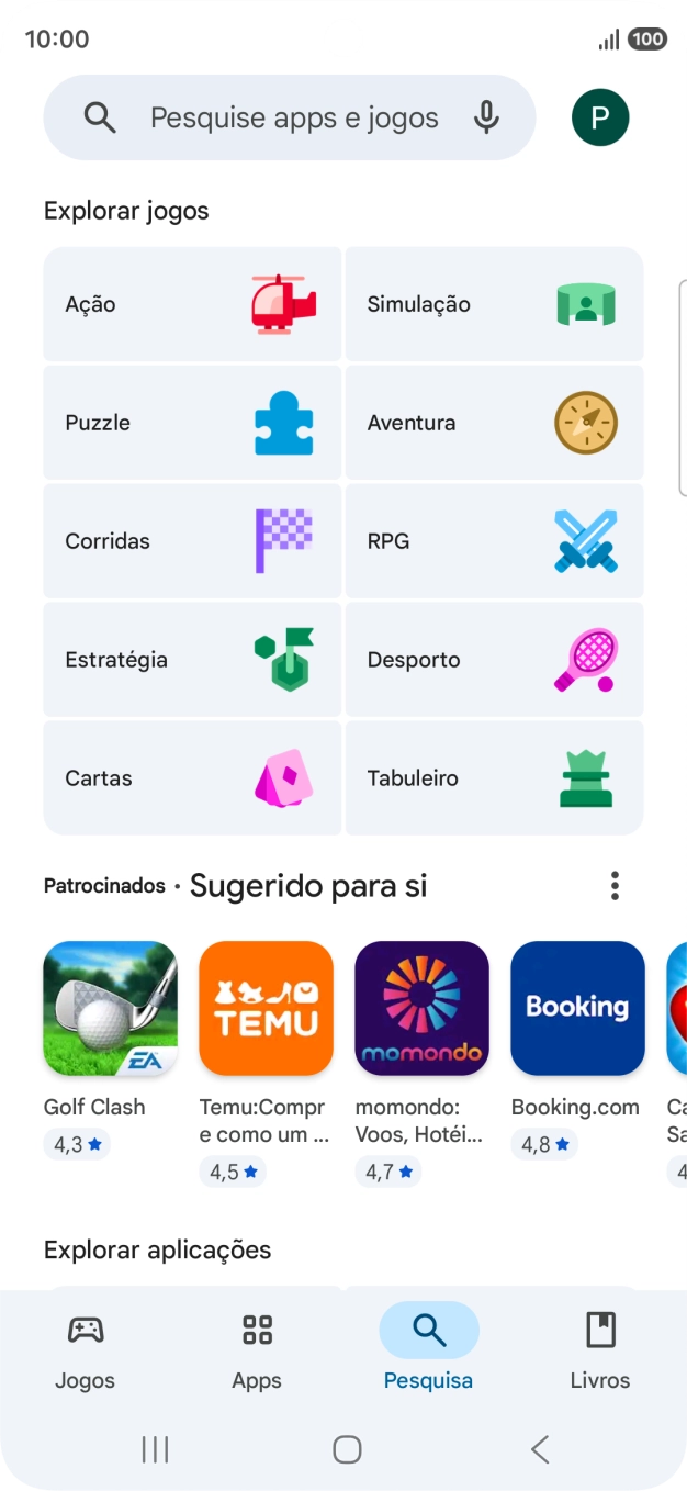 Prima a caixa de pesquisa.