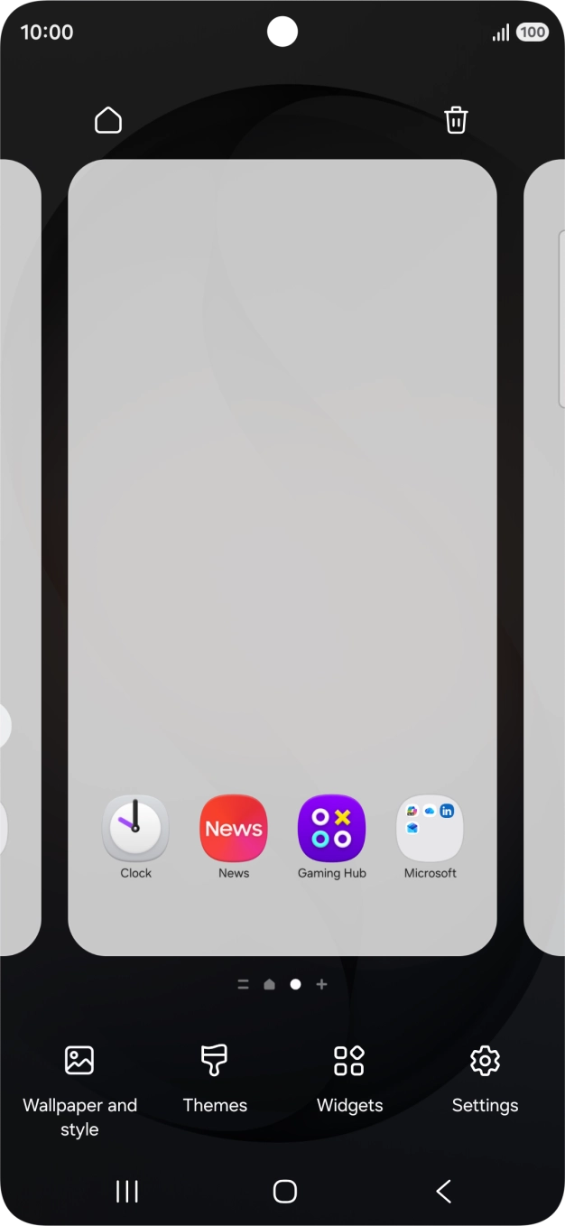Press the remove icon to remove the home screen page.