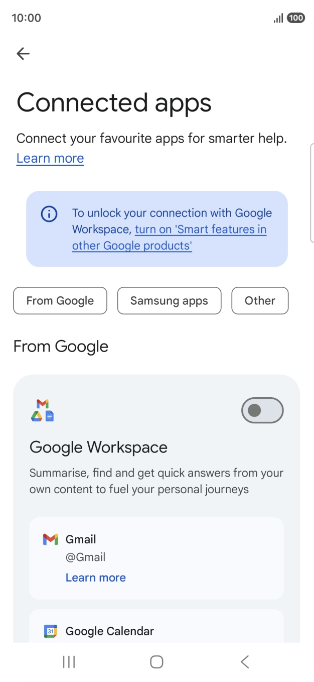 Press the indicator next to the required extension to turn on the function.
