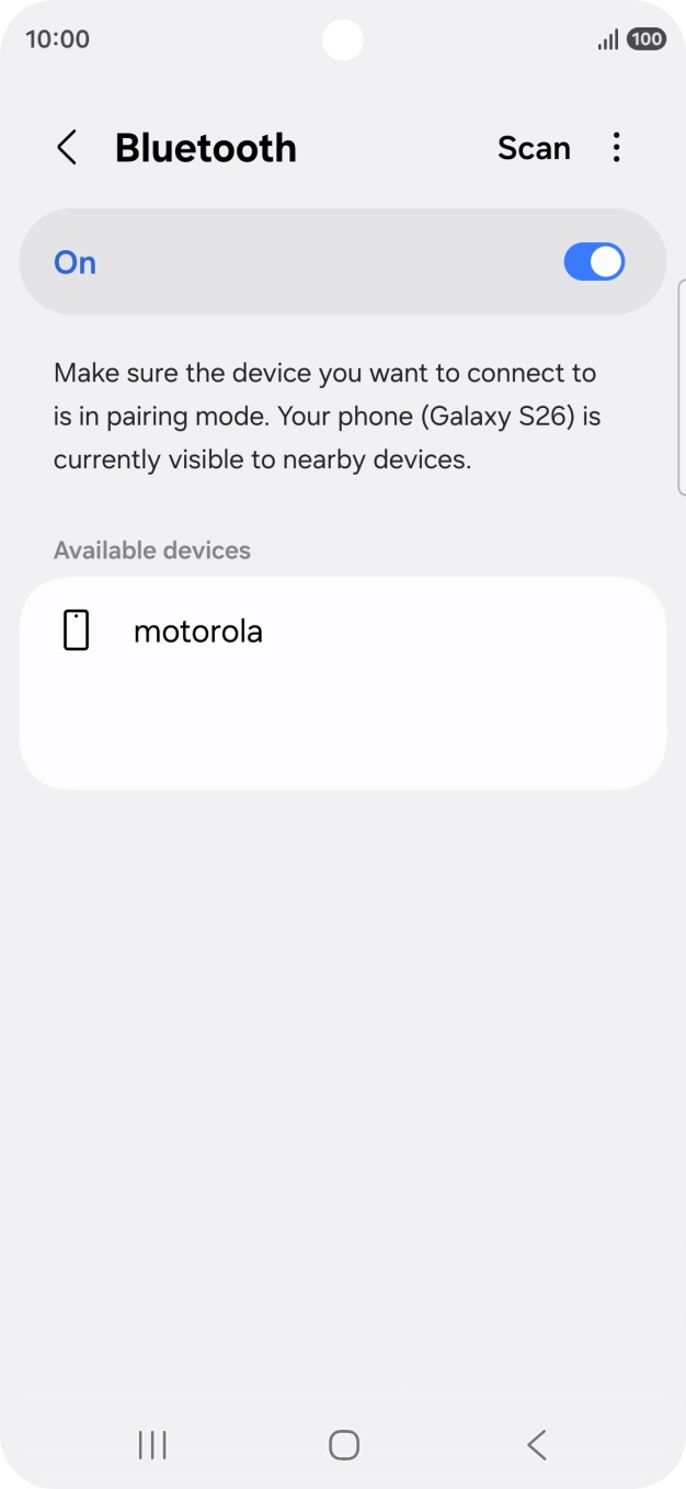 Press the required Bluetooth device and follow the instructions on the screen to pair the device with your phone.