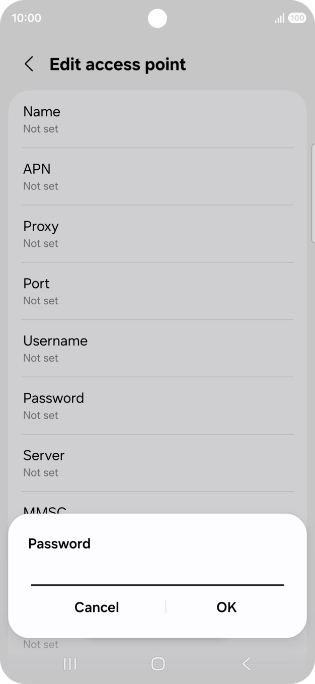 Key in p and press OK.