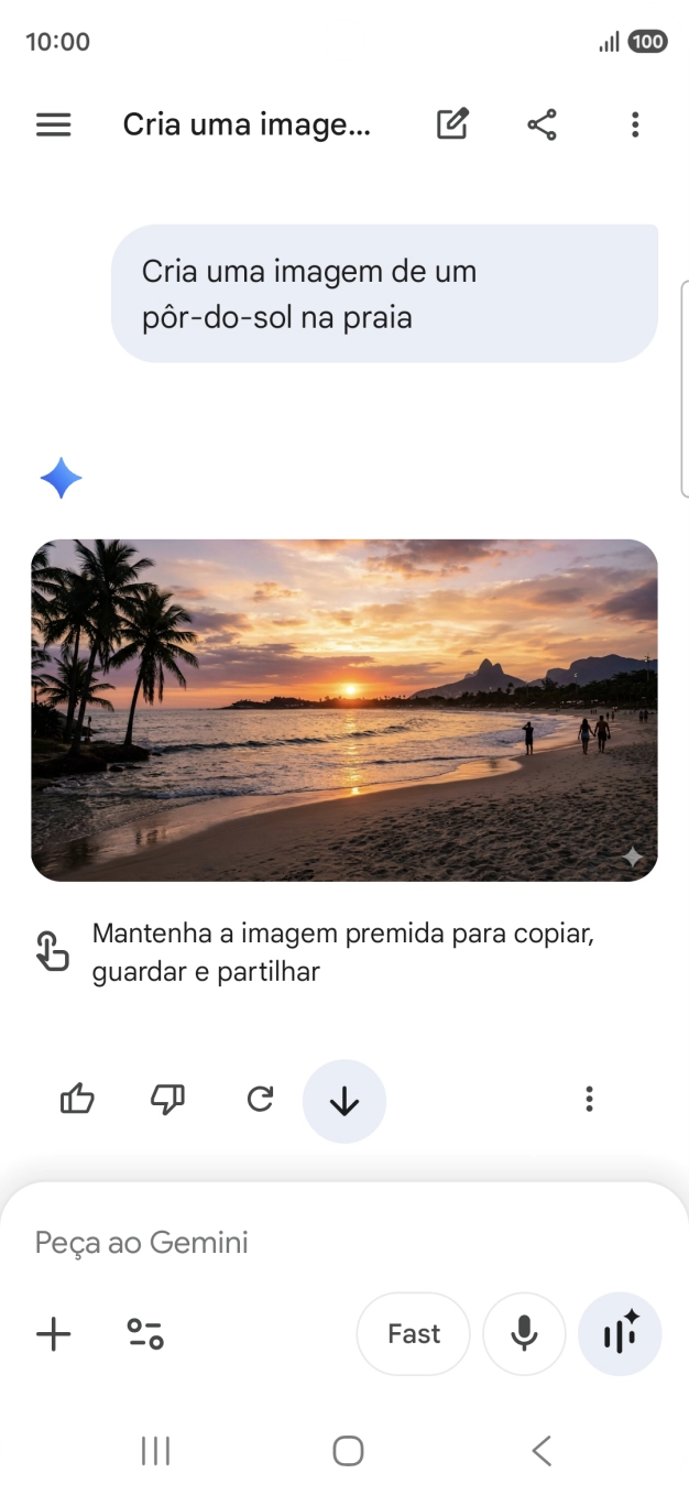 Também é possível solicitar à Gemini que gere uma imagem baseada na sua descrição.